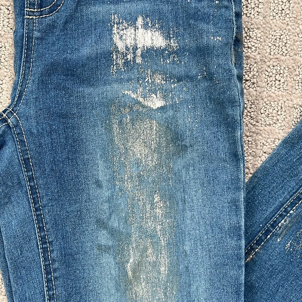 Justice Mid Rise Denim Fashion Legging Blue Distressed Sparkle Girls Size 10